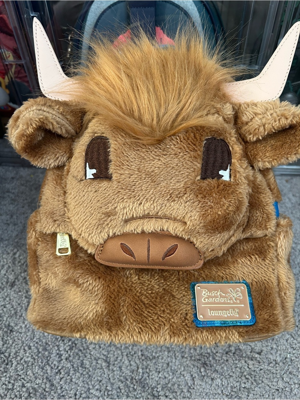 Loungefly x Busch Gardens Brown Plush Highland Cow Backpack